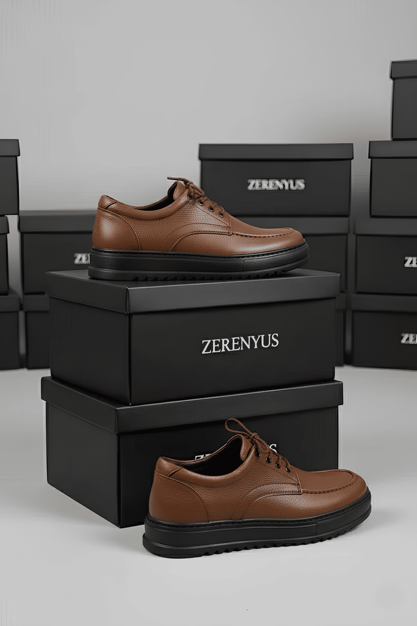 ZRJ-T12 Bağcıklı Erkek Günlük Spor Klasik Ayakkabı Taba Siyah