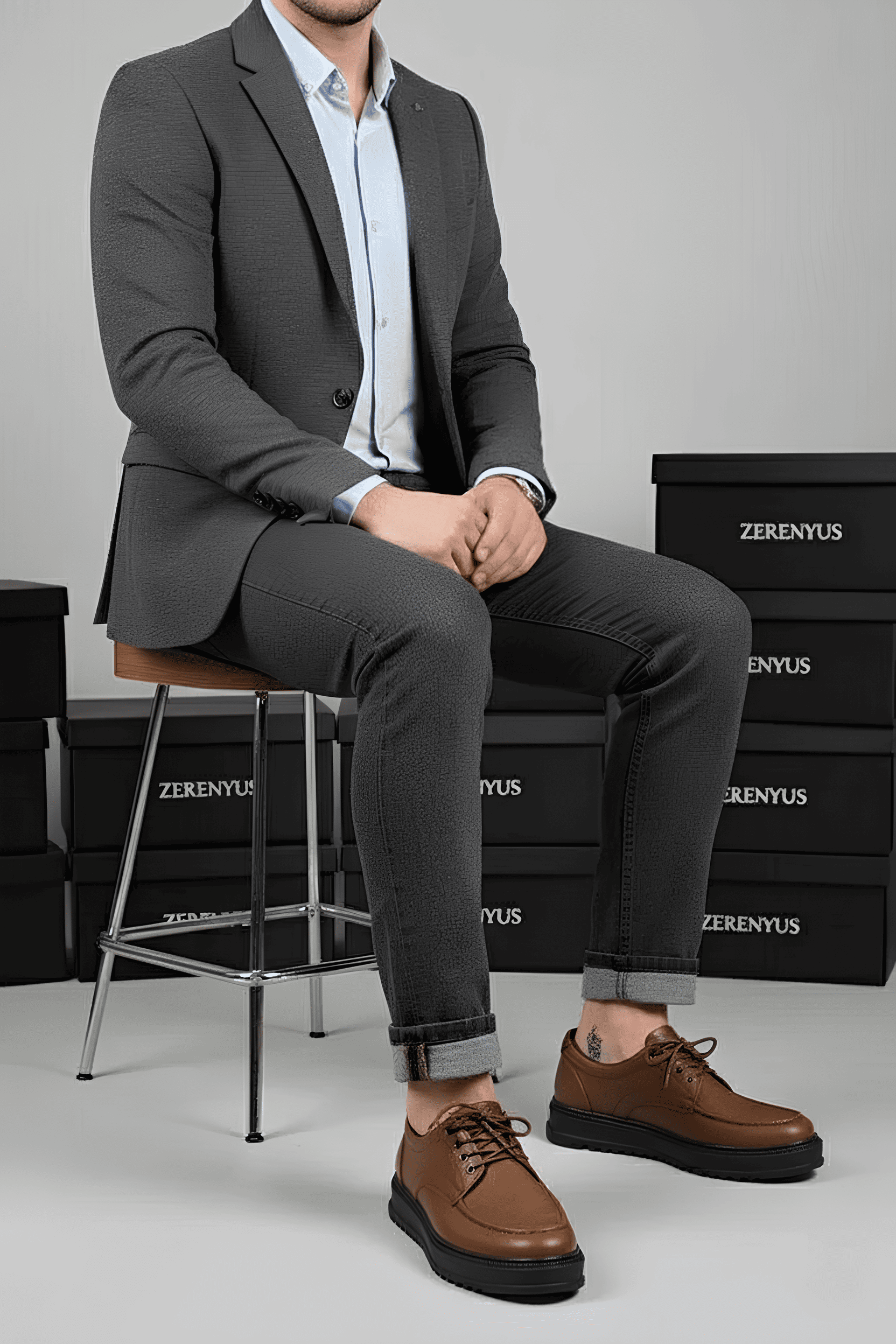 ZRJ-T12 Bağcıklı Erkek Günlük Spor Klasik Ayakkabı Taba Siyah