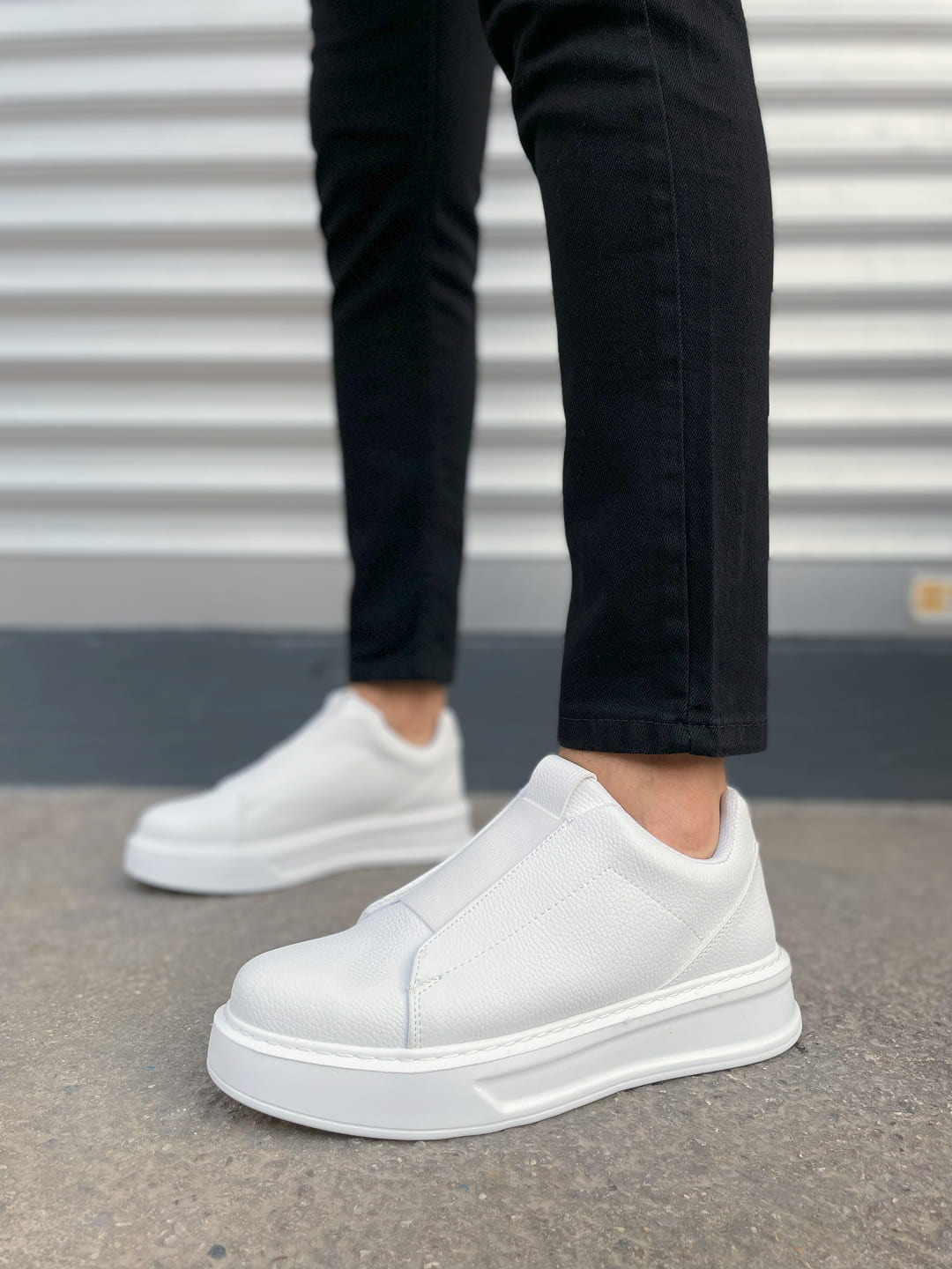 JY007 Alba Lastikli Günlük Erkek Sneaker - Beyaz
