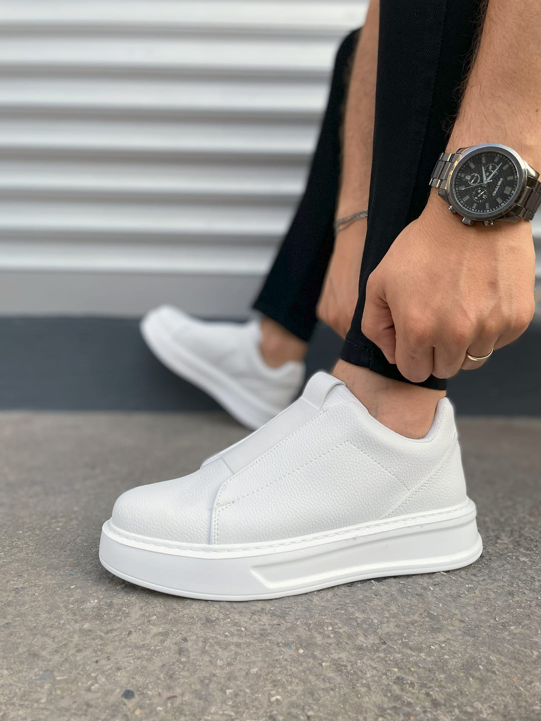 JY007 Alba Elastic Casual Men's Sneaker - White