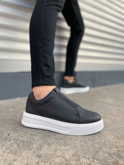 JY007 Alba Lastikli Günlük Erkek Sneaker - Siyah Beyaz