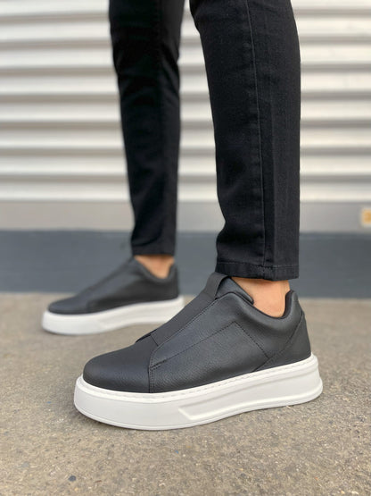 JY007 Alba Lastikli Günlük Erkek Sneaker - Siyah Beyaz