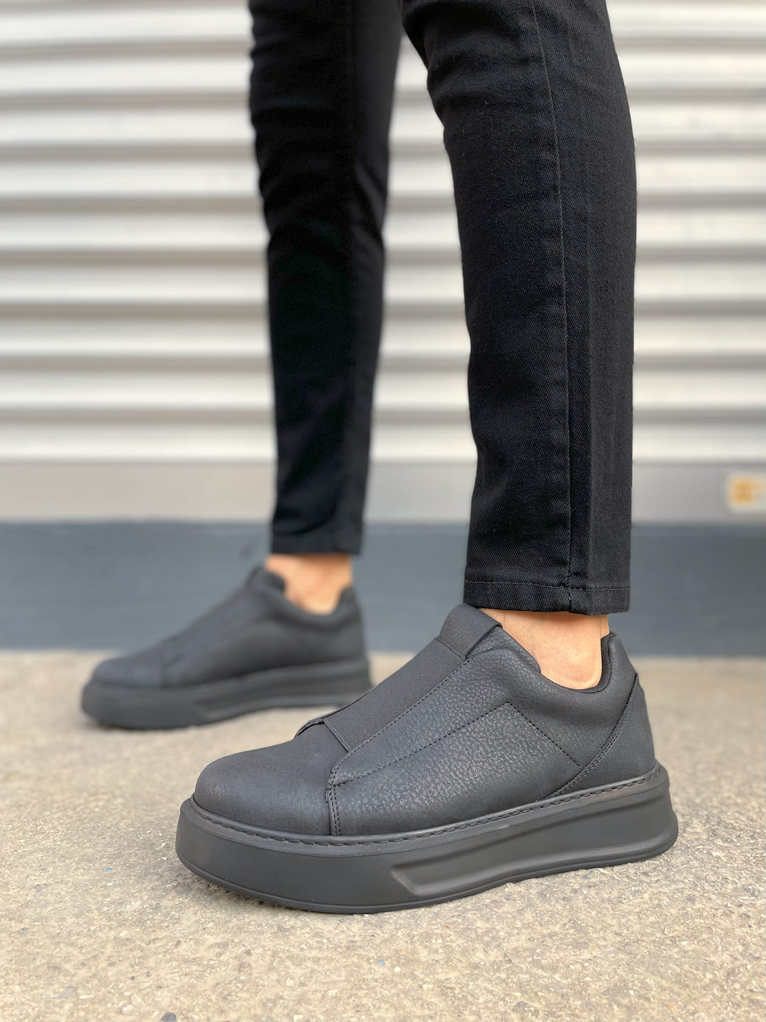 JY007 Alba Lastikli Günlük Erkek Sneaker - Siyah