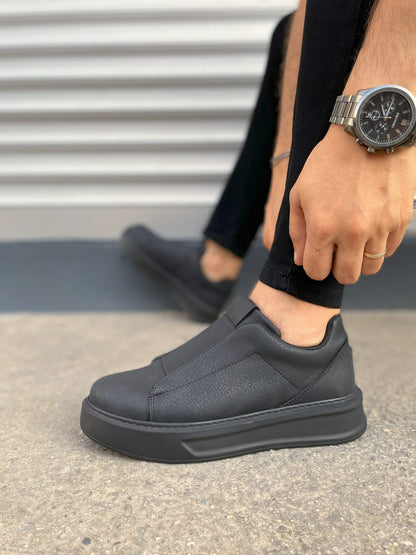 JY007 Alba Lastikli Günlük Erkek Sneaker - Siyah