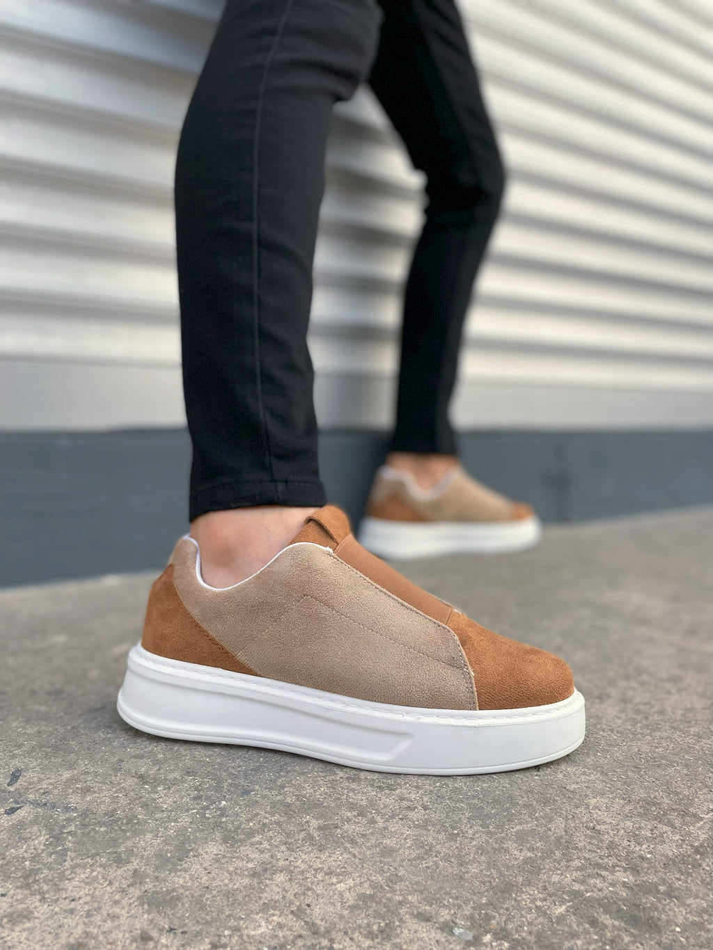 JY007 Alba Elastic Casual Men's Sneaker - Tan Mink