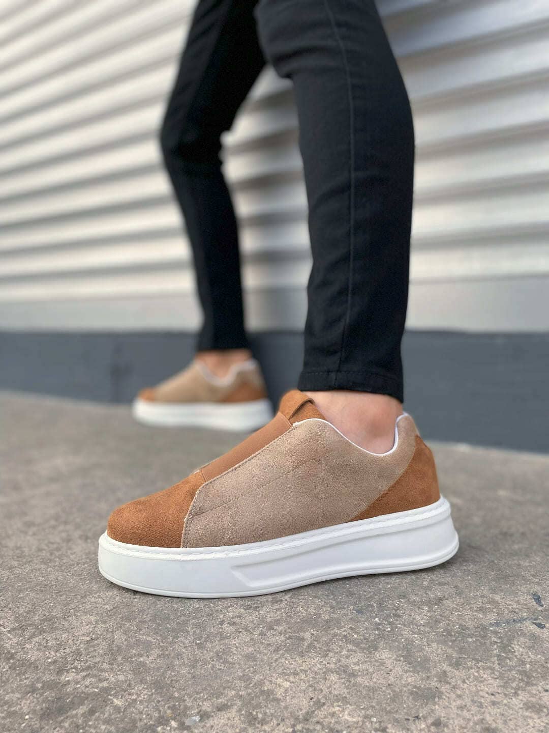 JY007 Alba Lastikli Günlük Erkek Sneaker - Taba Vizon