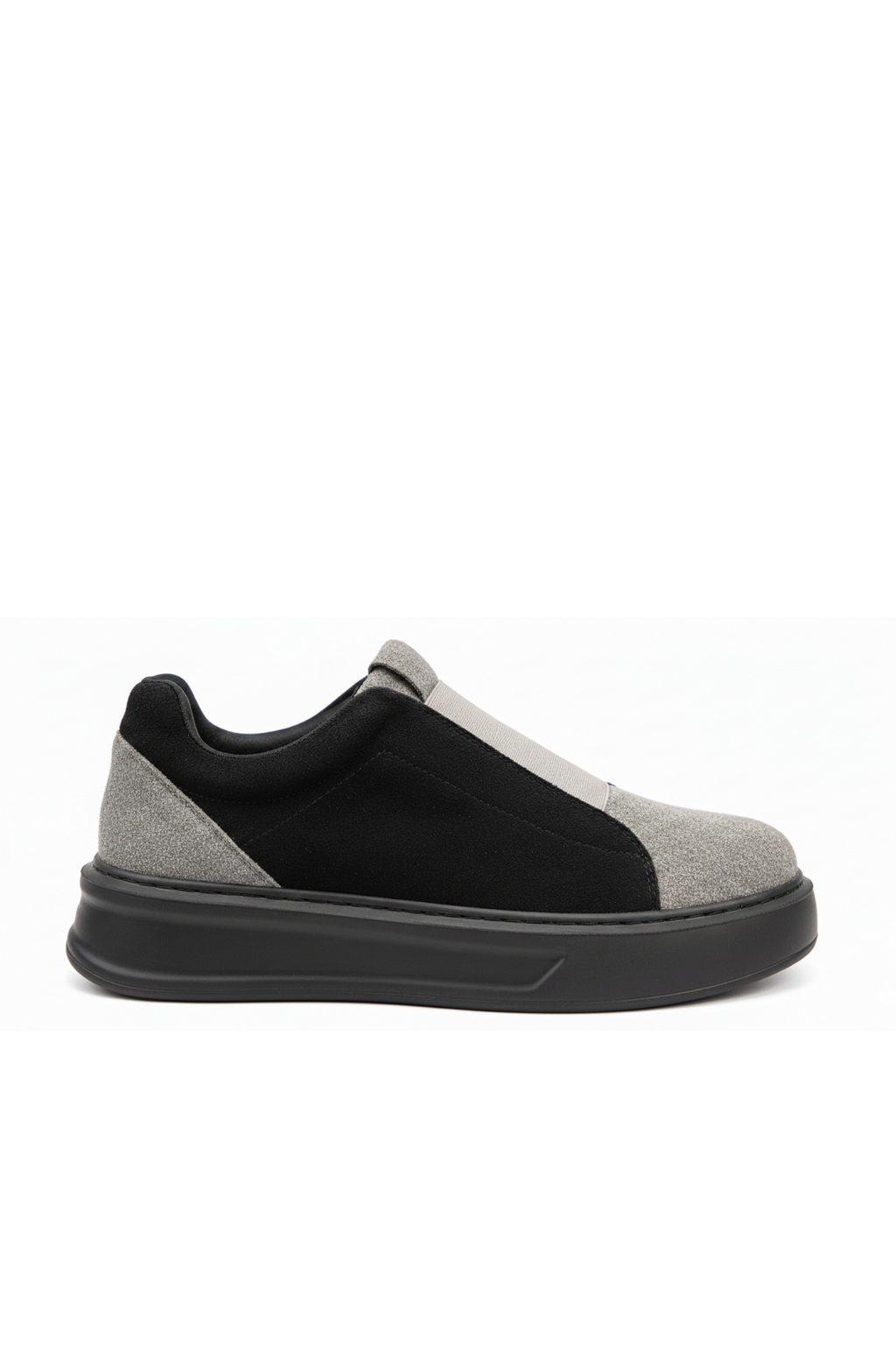 ZRJ007 Alba Lastikli Günlük Erkek Sneaker - Süet Gri Siyah