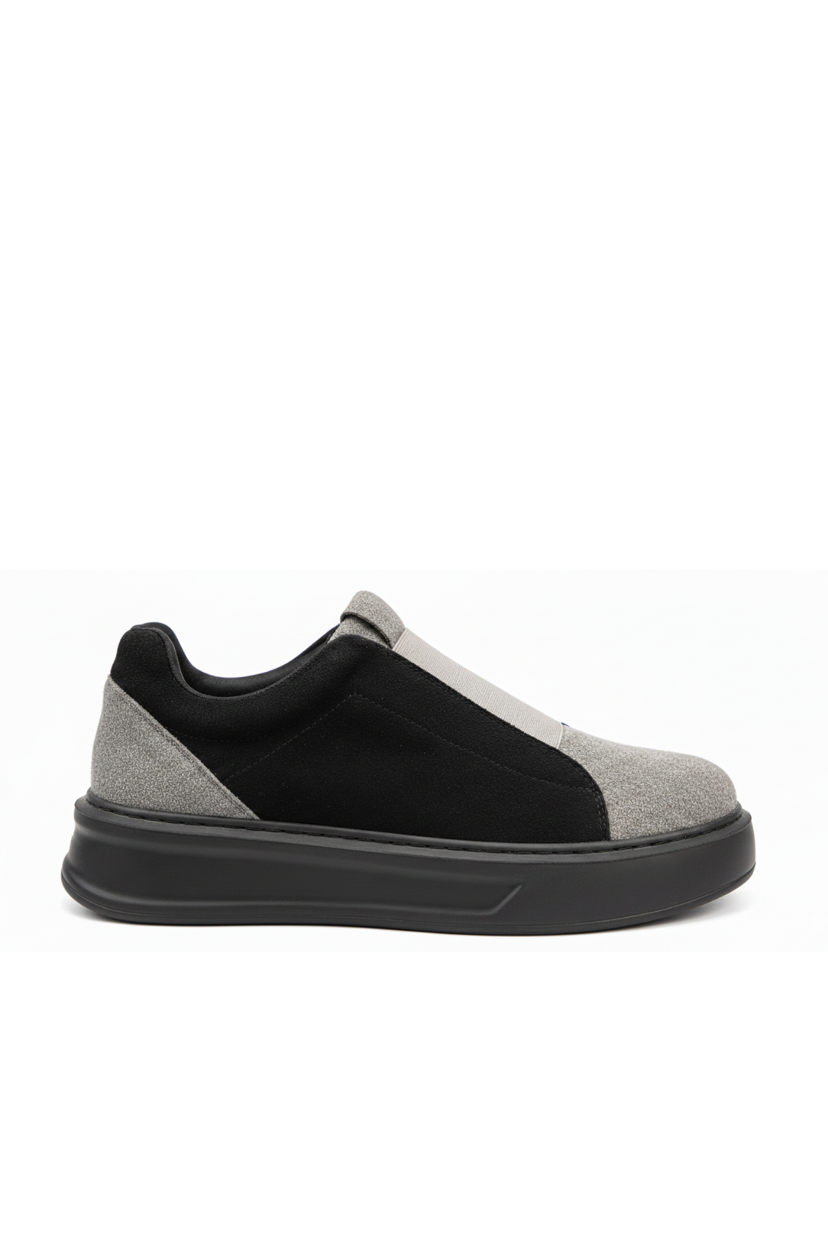ZRJ007 Alba Lastikli Günlük Erkek Sneaker - Süet Gri Siyah