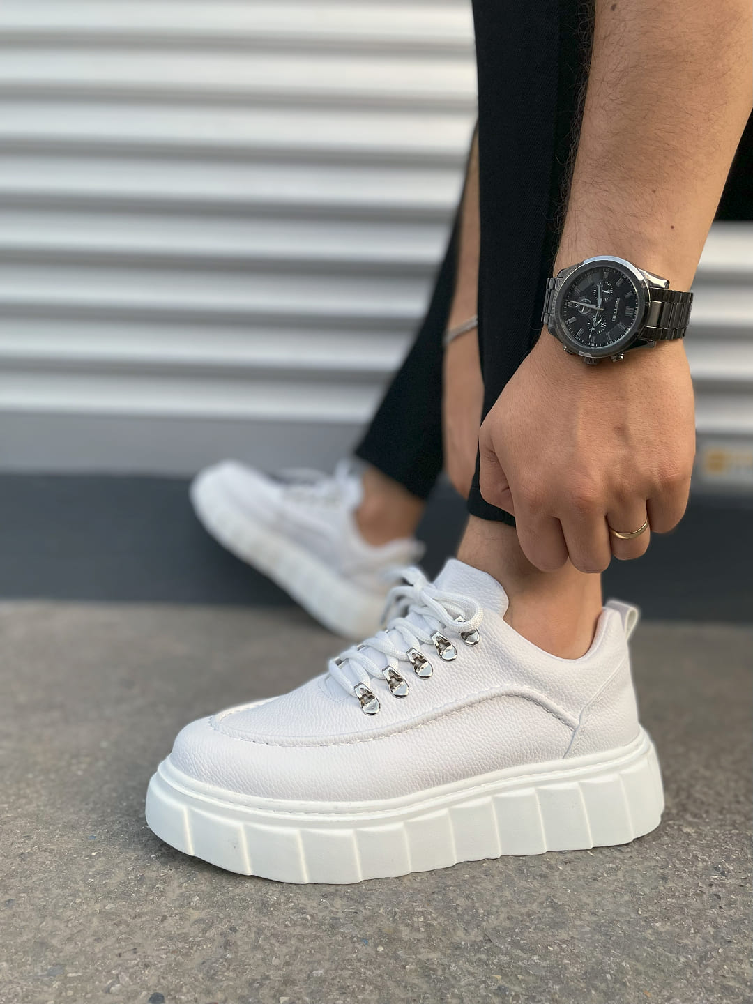 JY010 Premium Cloud Kalın Taban Erkek Sneaker - Beyaz