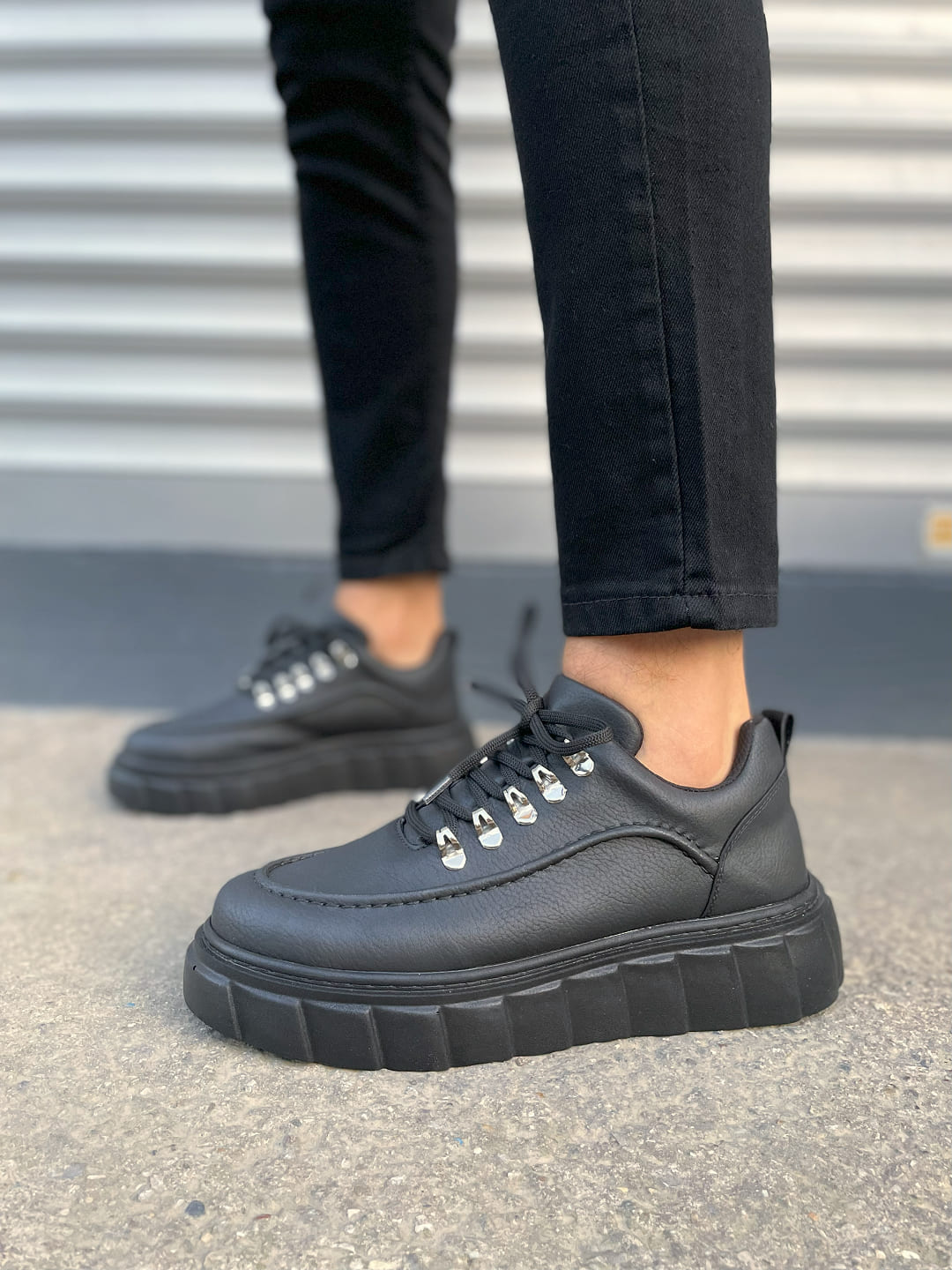 JY010 Premium Cloud Kalın Taban Erkek Sneaker - Siyah
