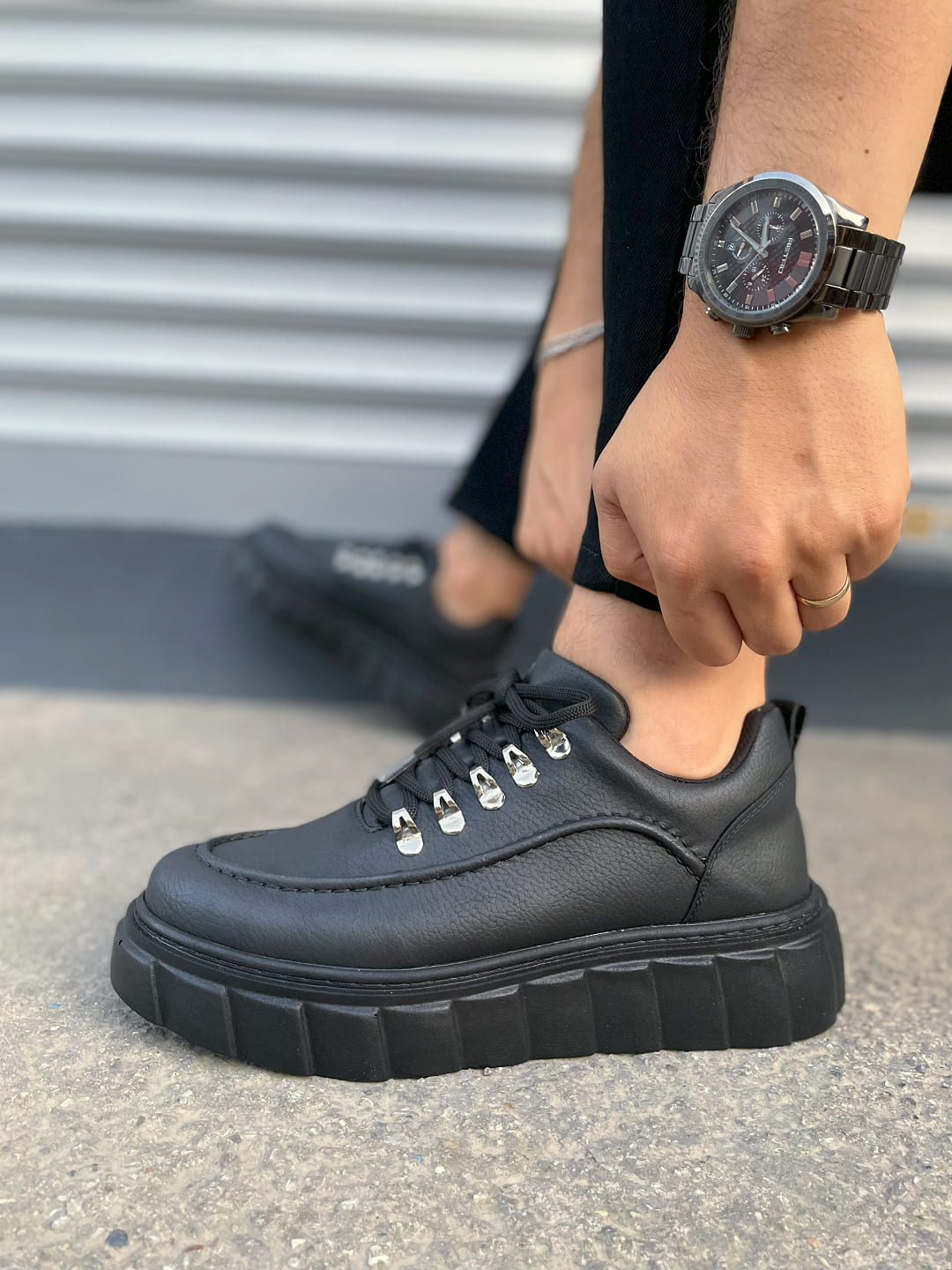 JY010 Premium Cloud Kalın Taban Erkek Sneaker - Siyah