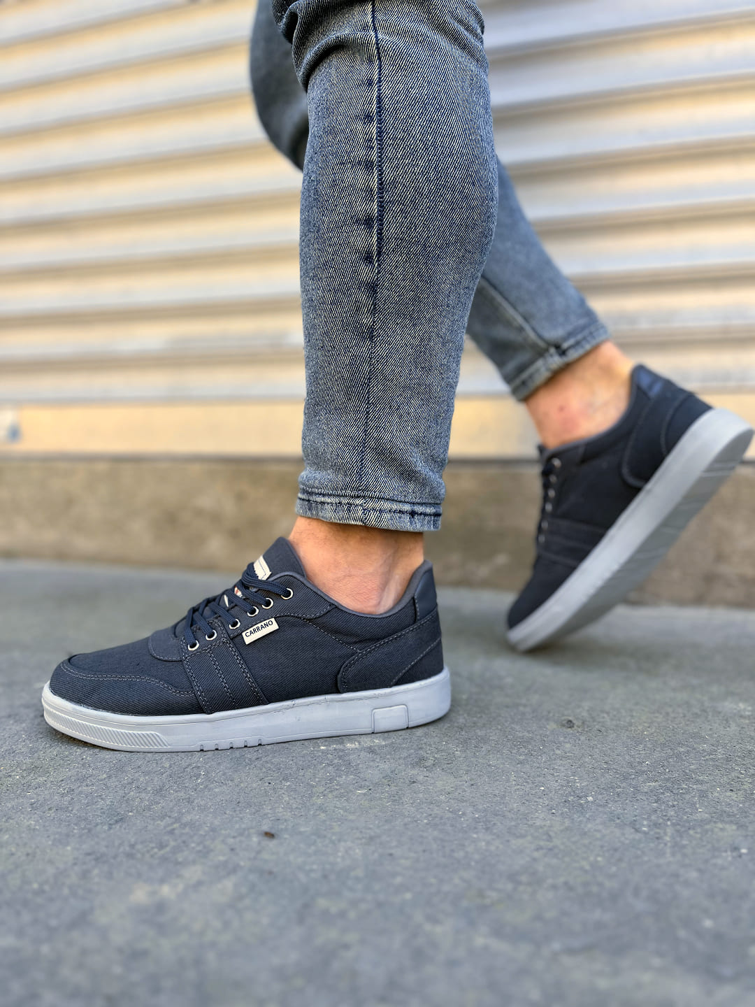 REX Bağcıklı Keten Kumaş Erkek Günlük Sneaker Ayakkabı - Füme