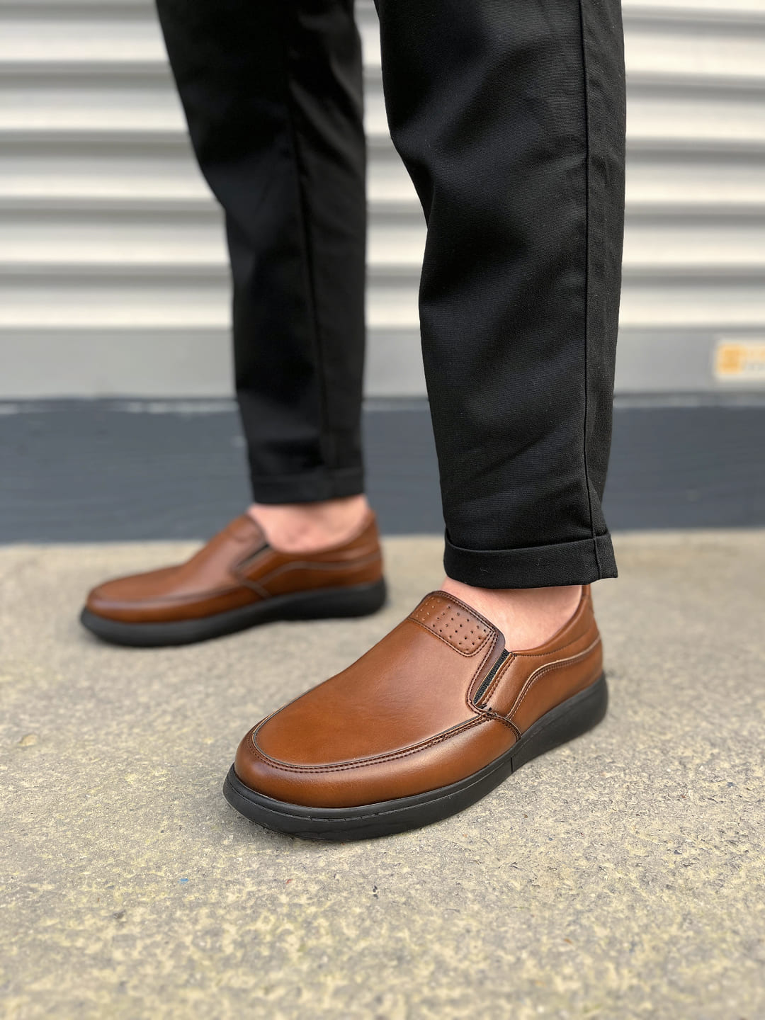 JY0410 Classique Bağcıksız Erkek Günlük Klasik Ayakkabı - Kahverengi