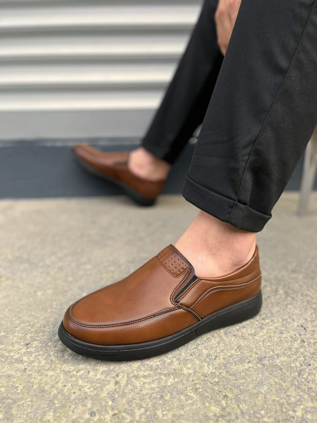 JY0410 Classique Bağcıksız Erkek Günlük Klasik Ayakkabı - Kahverengi