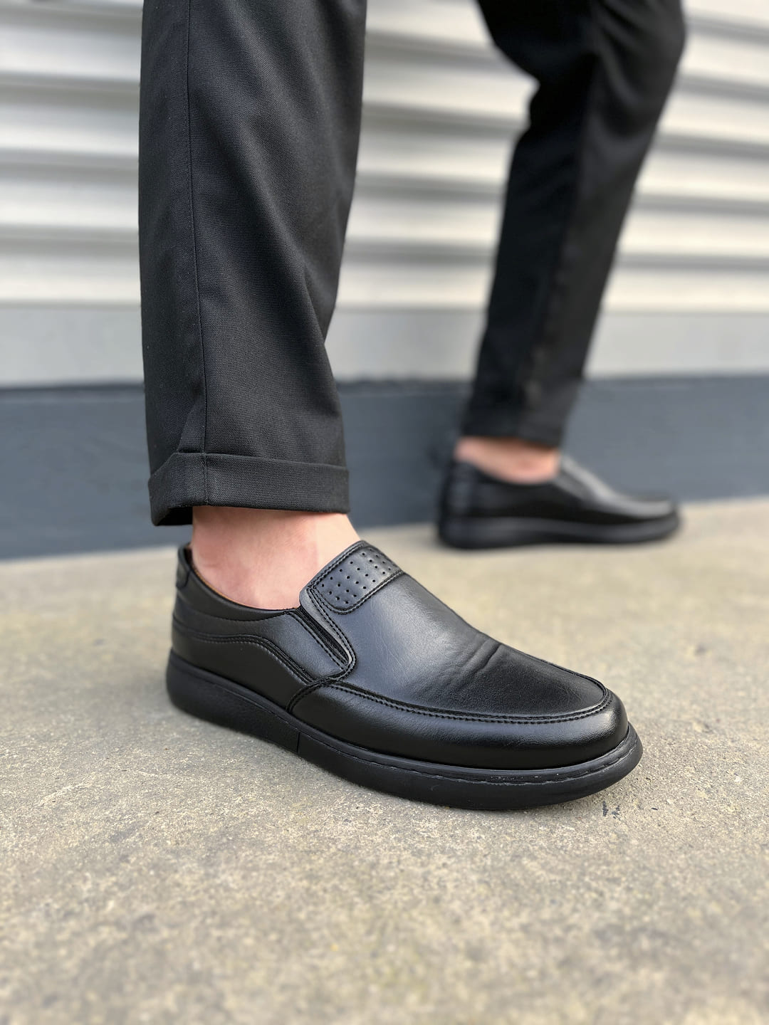 JY0410 Classique Bağcıksız Erkek Günlük Klasik Ayakkabı - Siyah