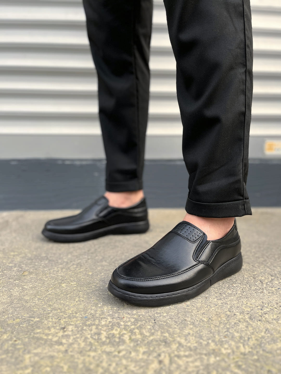 JY0410 Classique Bağcıksız Erkek Günlük Klasik Ayakkabı - Siyah