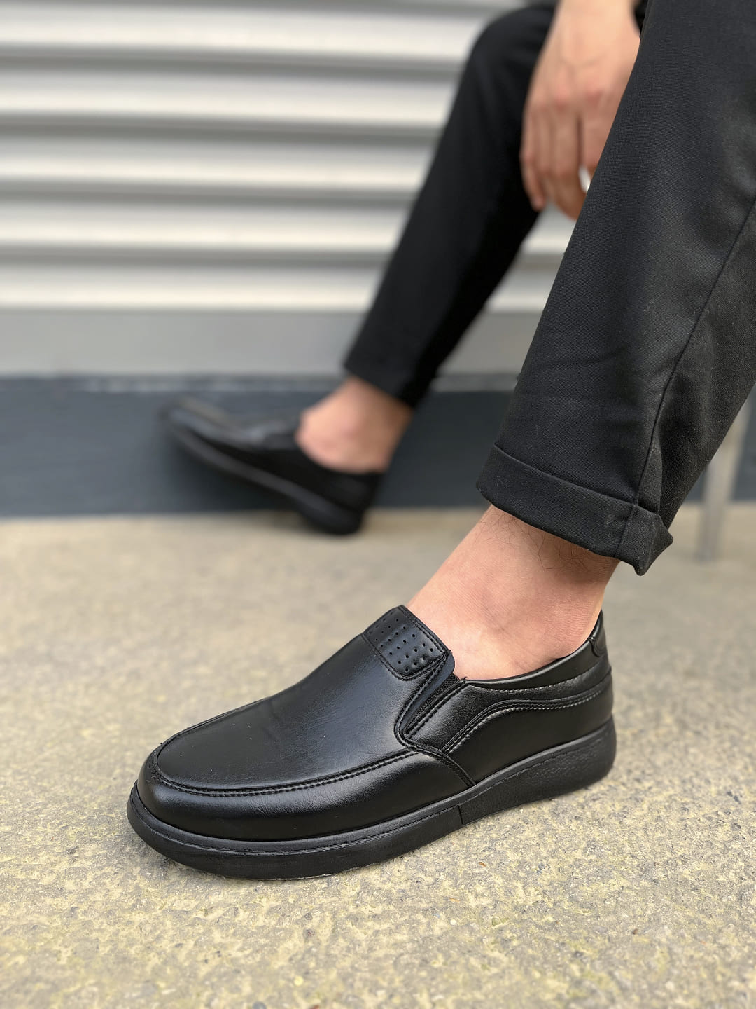 JY0410 Classique Bağcıksız Erkek Günlük Klasik Ayakkabı - Siyah