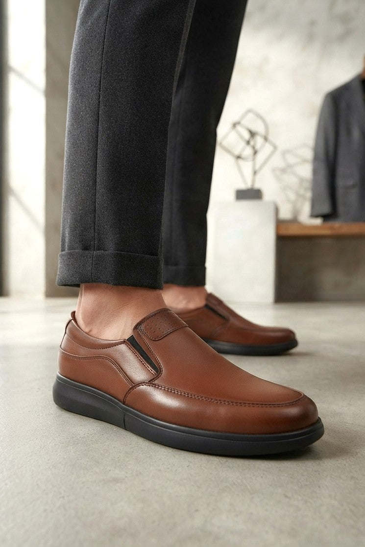 ZRJ0410 Business Casual Slip-On Men's Comfort Classic Shoes - Brown