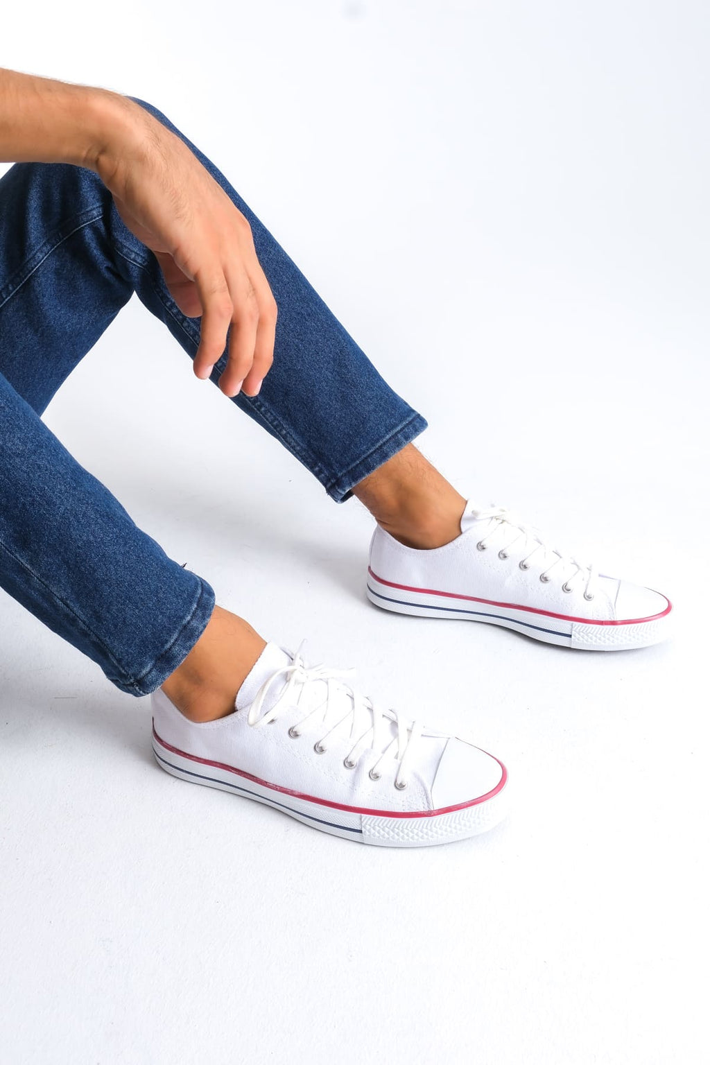 Lukes Lace-Up Linen Fabric Men's Casual Sneakers White