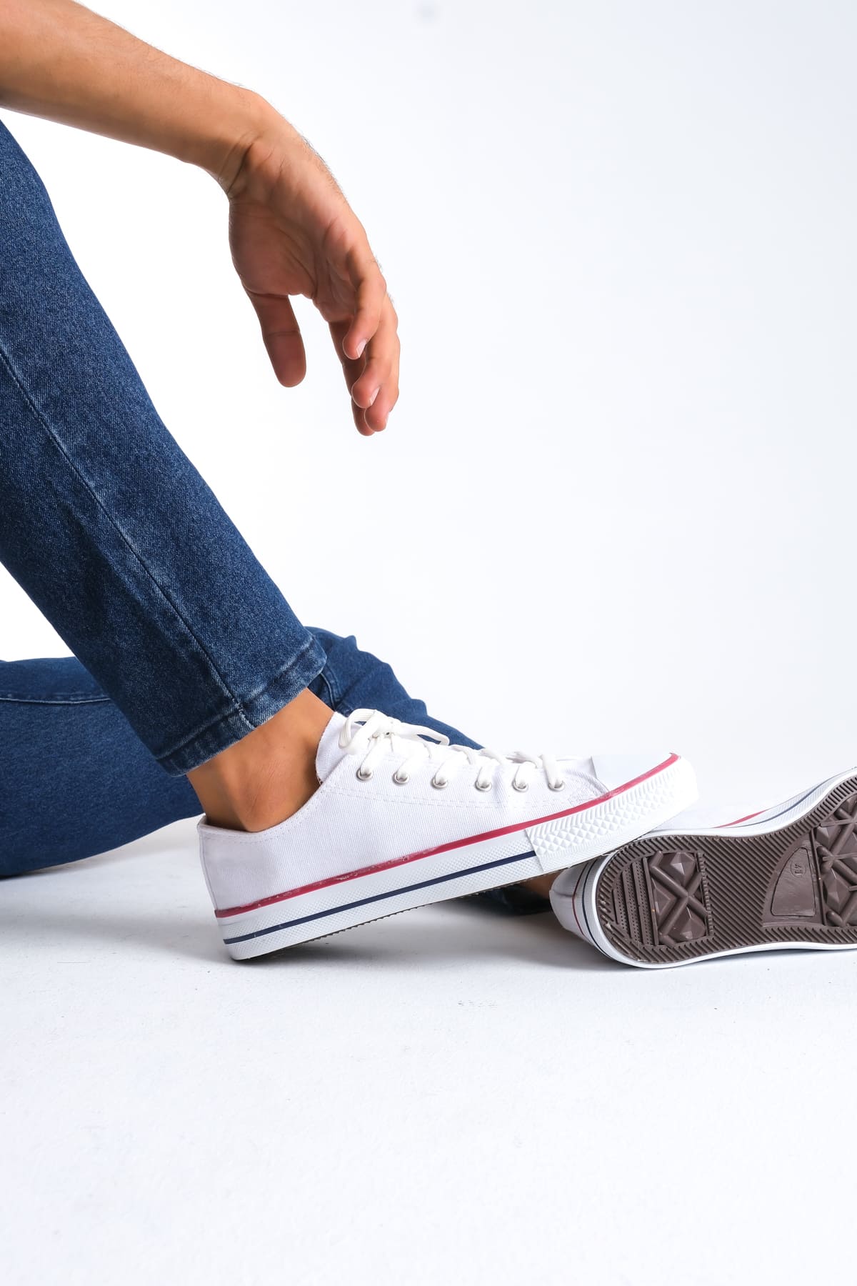 Lukes Lace-Up Linen Fabric Men's Casual Sneakers White