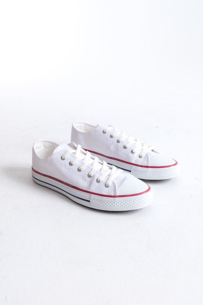 Lukes Bağcıklı Keten Kumaş Erkek Günlük Sneaker Ayakkabı Beyaz