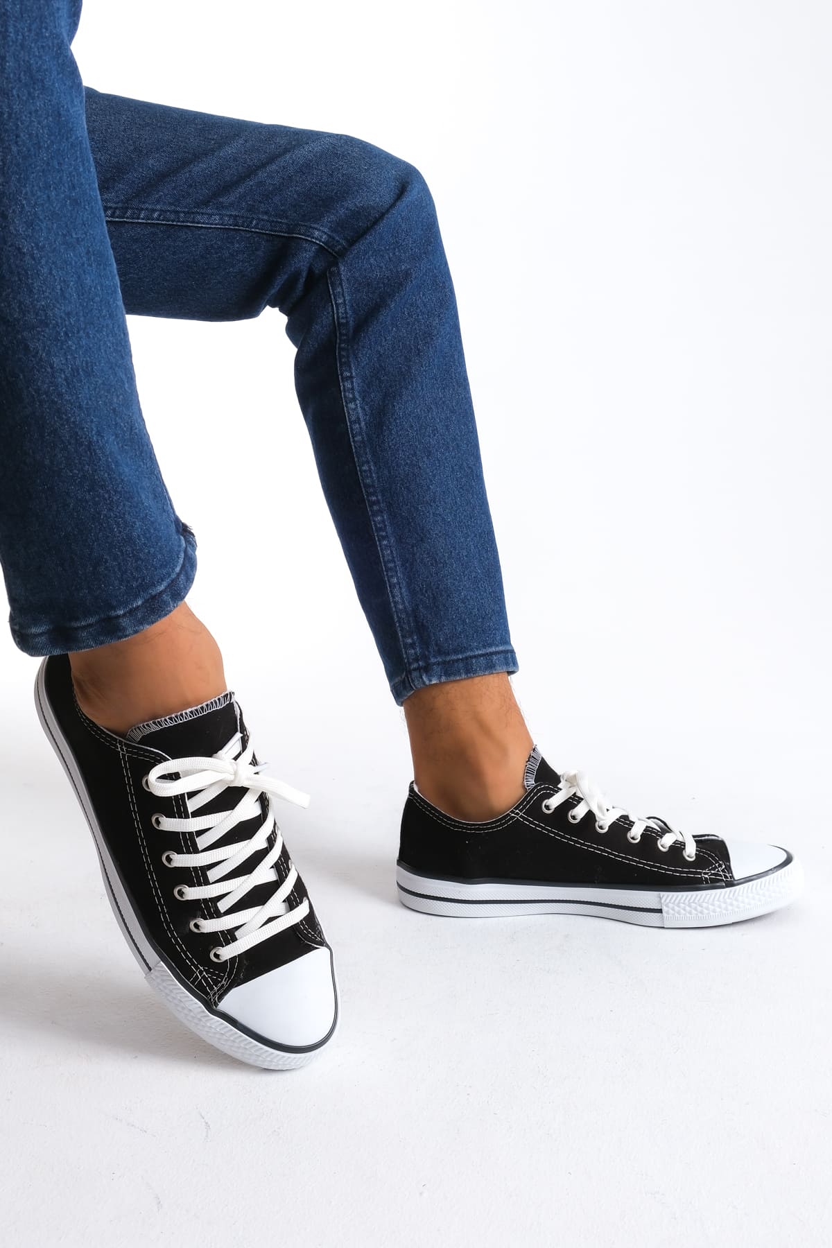 Lukes Bağcıklı Keten Kumaş Erkek Günlük Sneaker Ayakkabı Siyah