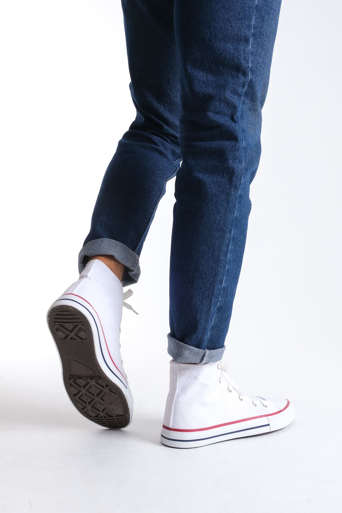 AXE Lace-Up Linen Fabric Men's Casual Sneakers White