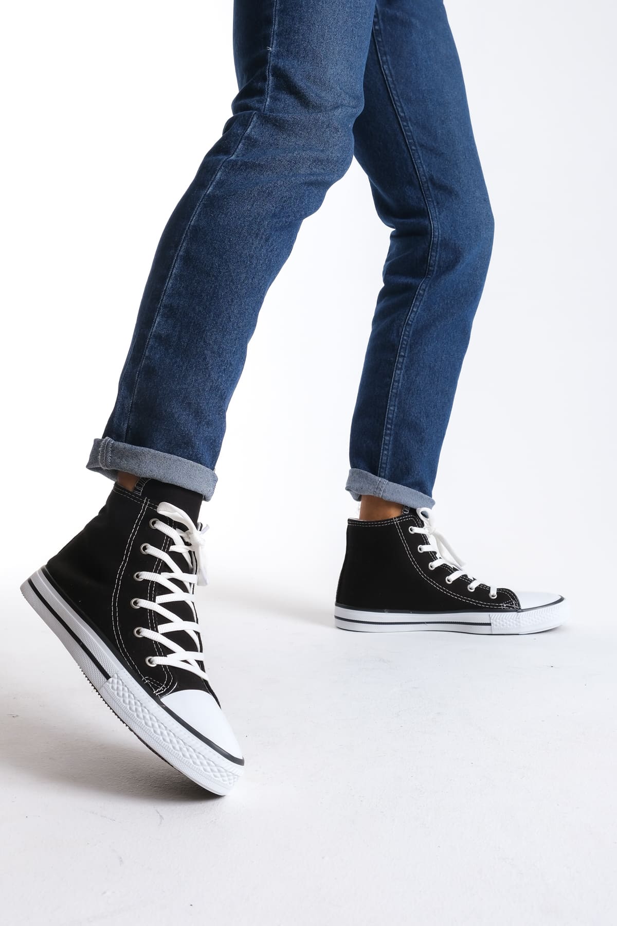 AXE Lace-Up Linen Fabric Men's Casual Sneakers Black