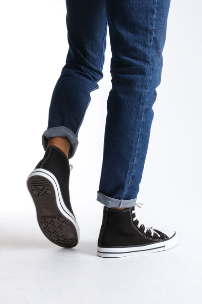 AXE Lace-Up Linen Fabric Men's Casual Sneakers Black
