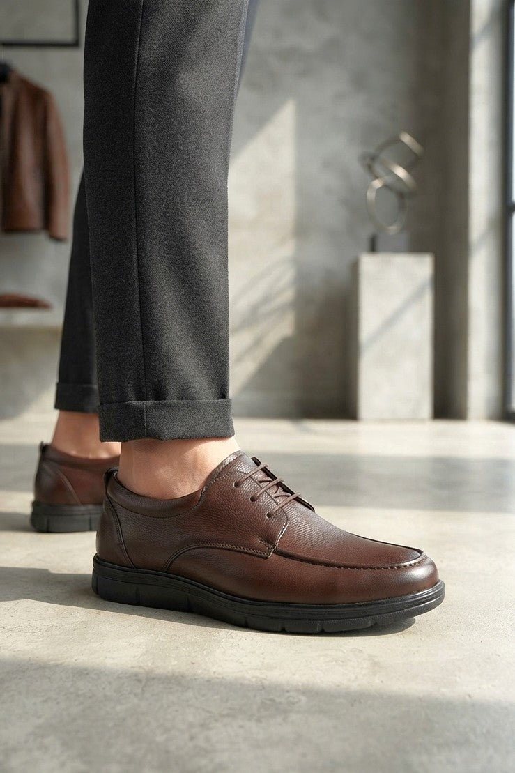 ZRJ0510 Business Casual Lace-Up Men's Classic Shoes - Brown