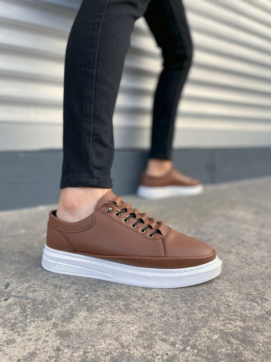 JY0535 Prime Bağcıklı Erkek Sneaker Ayakkabı - Taba Beyaz