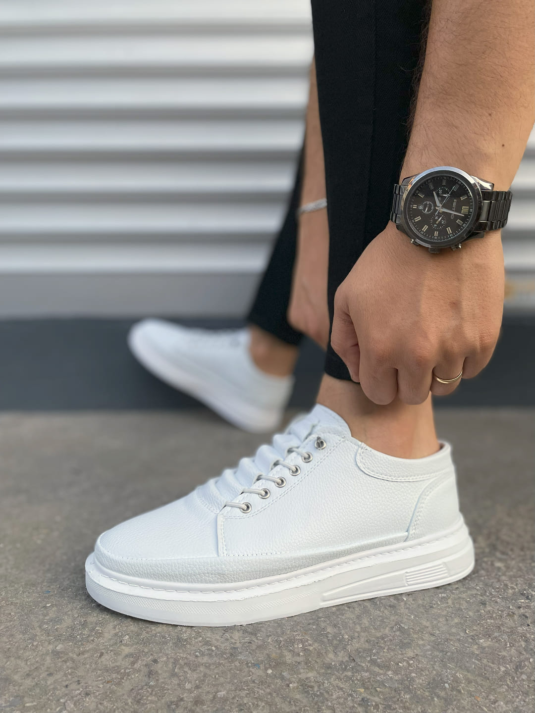JY0535 Prime Lace-Up Men's Sneakers - White
