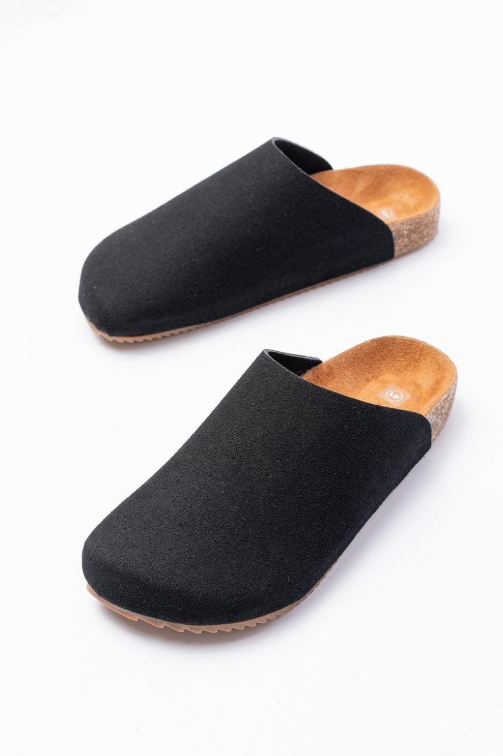 ZRJ0556 Bağcıksız Hakiki Süet Deri Erkek Günlük Mantar Taban Loafer Terlik Ayakkabı - Siyah