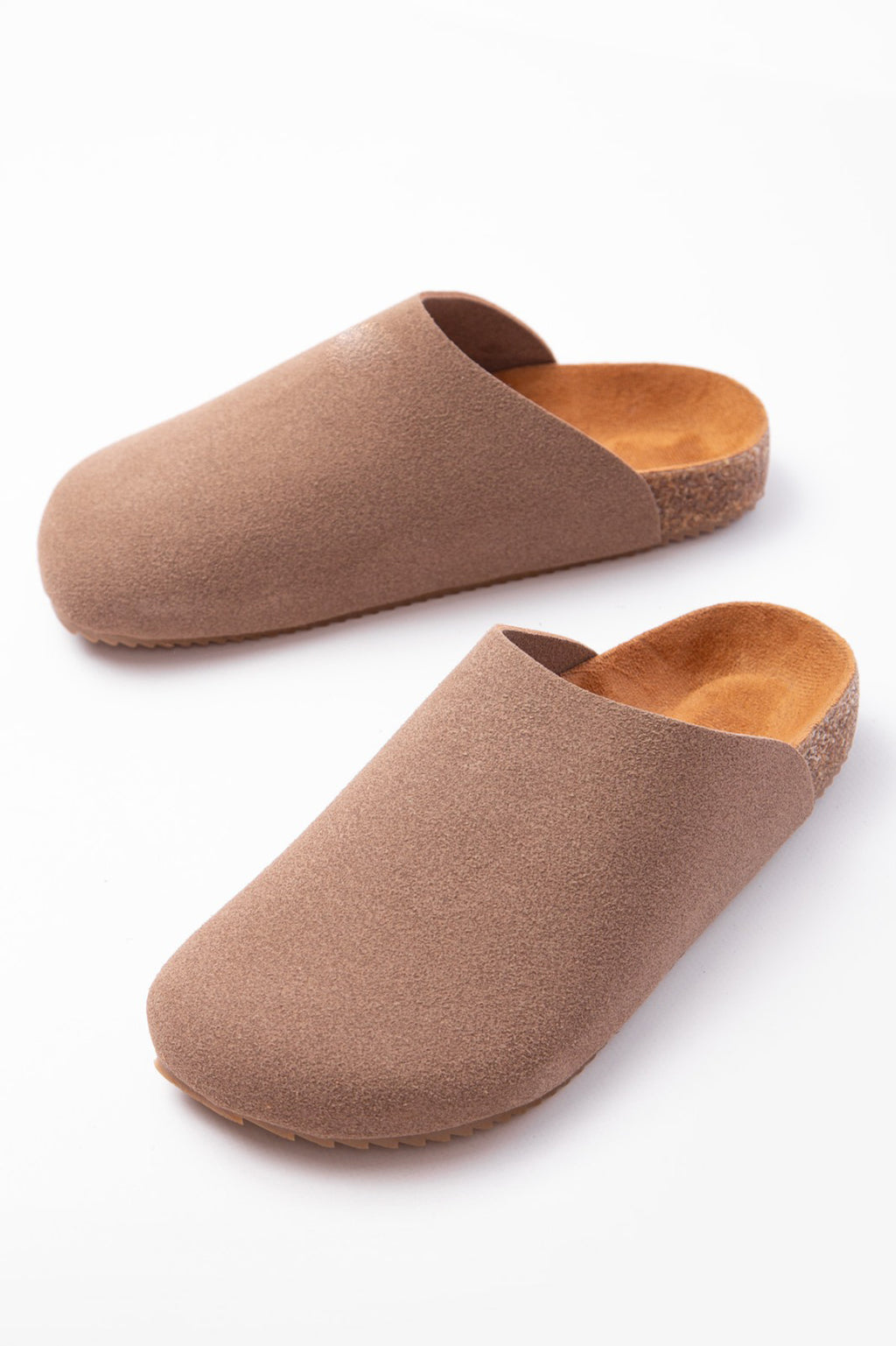 ZRJ0556 Bağcıksız Hakiki Süet Deri Erkek Günlük Mantar Taban Loafer Terlik Ayakkabı - Bej