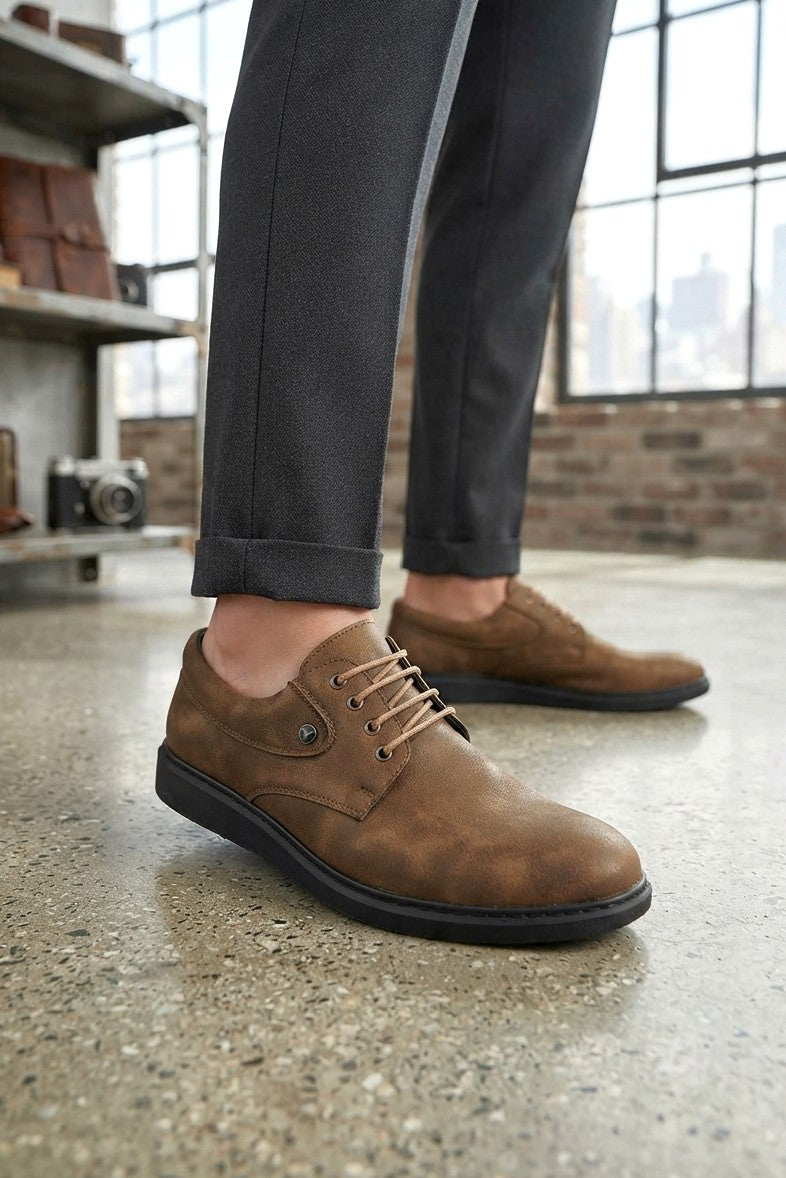 ZRJ0610 Casual Business Bağcıklı Erkek Klasik Ayakkabı - Camel