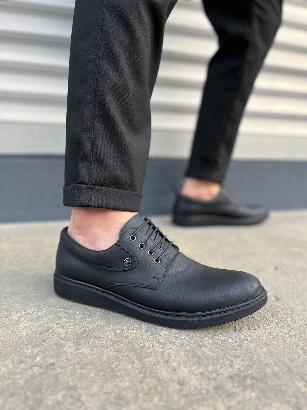 JY0610 Clasico Bağcıklı Cilt Erkek Günlük Klasik Ayakkabı - Mat Siyah