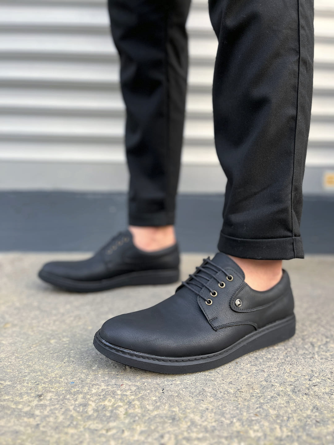 JY0610 Clasico Bağcıklı Cilt Erkek Günlük Klasik Ayakkabı - Mat Siyah