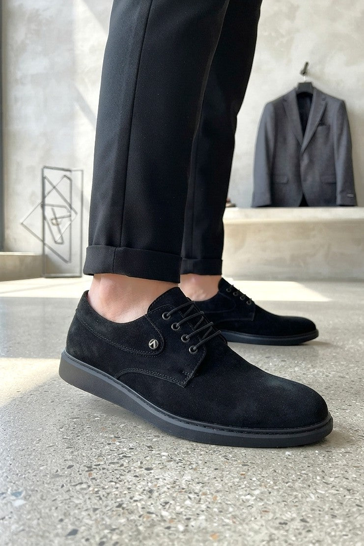 ZRJ0610 Casual Business Lace-Up Men's Classic Shoes - Black Suede