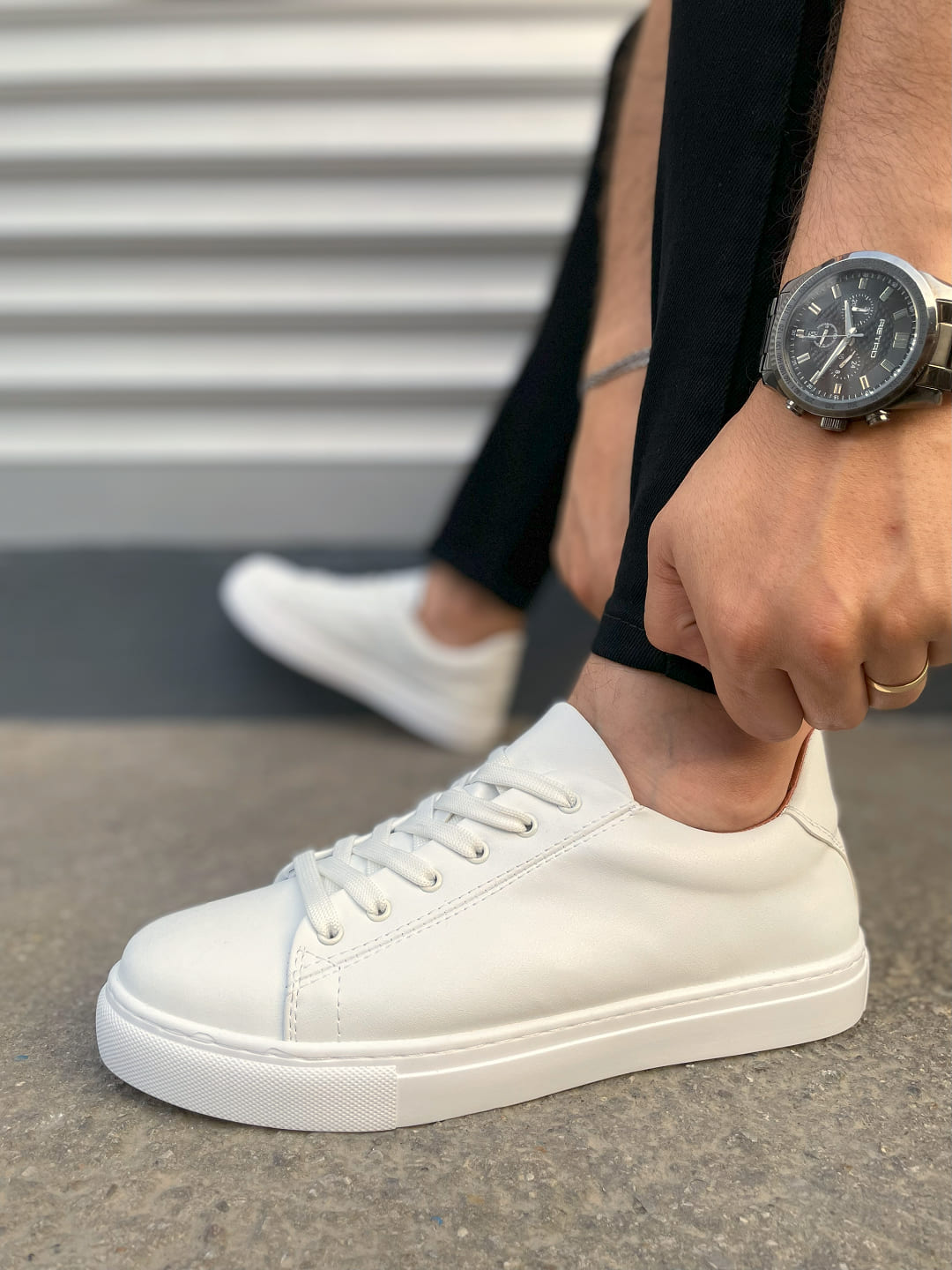 JY122 Mode Bağcıklı Günlük Erkek Sneaker - Beyaz