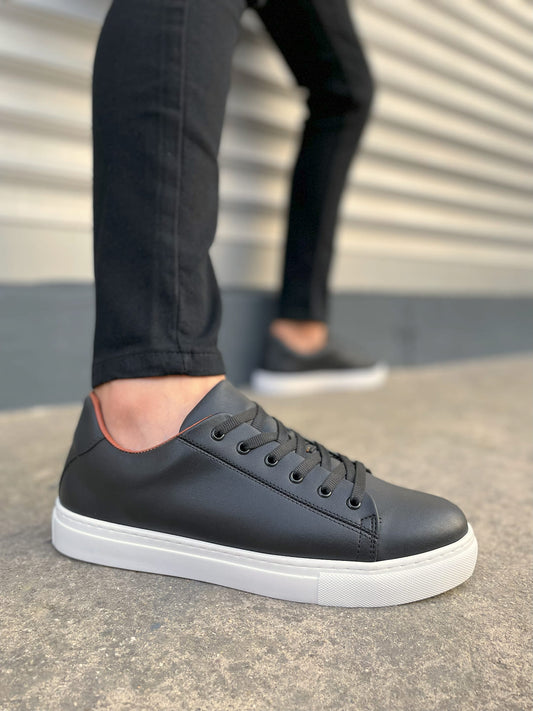 JY122 Mode Bağcıklı Günlük Erkek Sneaker - Siyah Beyaz