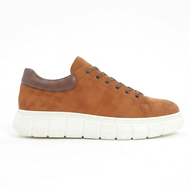 ZRJ144 Premium Kalite Bağcıklı Yüksek Taban Casual Erkek Sneaker Taba Süet