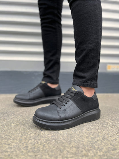 JY151 Boost Bağcıklı Erkek Günlük Sneaker Ayakkabı - Süet Siyah