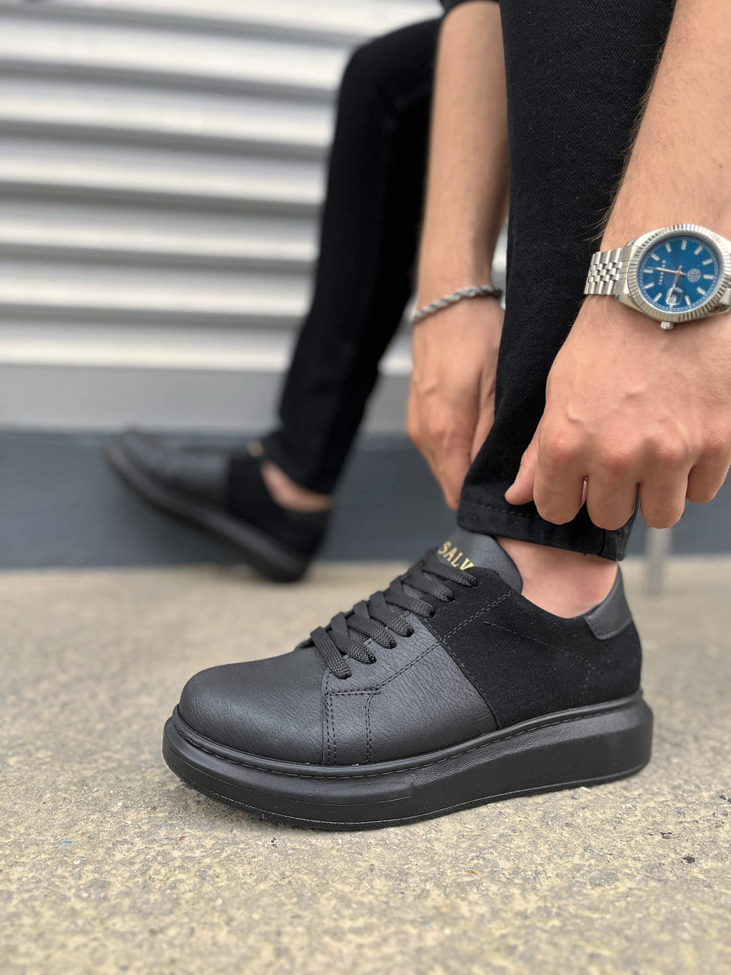 JY151 Boost Bağcıklı Erkek Günlük Sneaker Ayakkabı - Süet Siyah