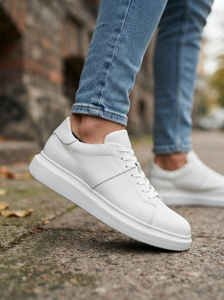 ZRJ151 Yüksek Kalite Bağcıklı Erkek Günlük Sneaker - Beyaz