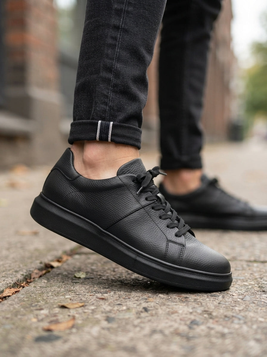 ZRJ151 Yüksek Kalite Bağcıklı Erkek Günlük Sneaker - Siyah