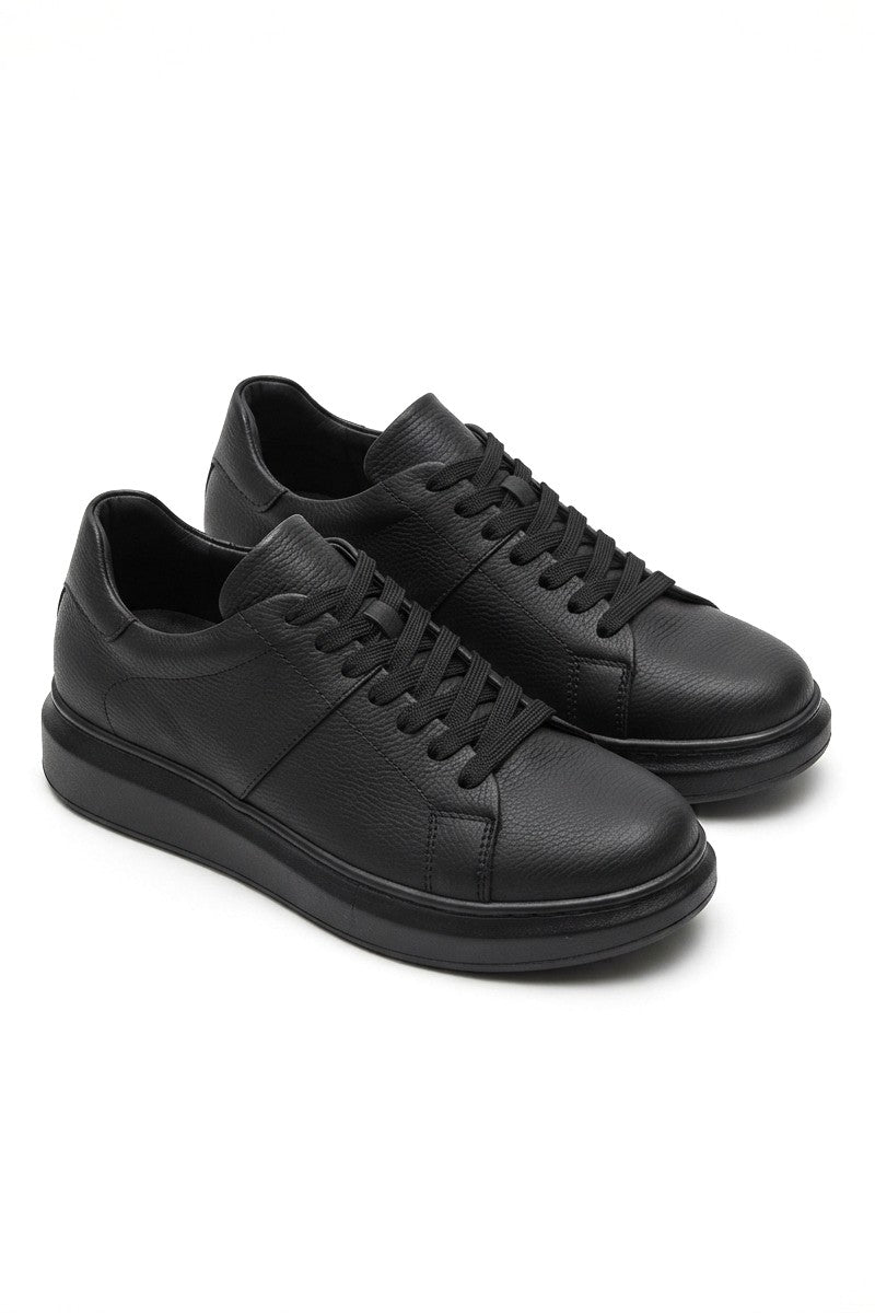 ZRJ151 Yüksek Kalite Bağcıklı Erkek Günlük Sneaker - Siyah