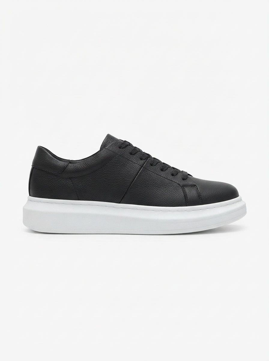 ZRJ151 Yüksek Kalite Bağcıklı Erkek Günlük Sneaker - Siyah Beyaz
