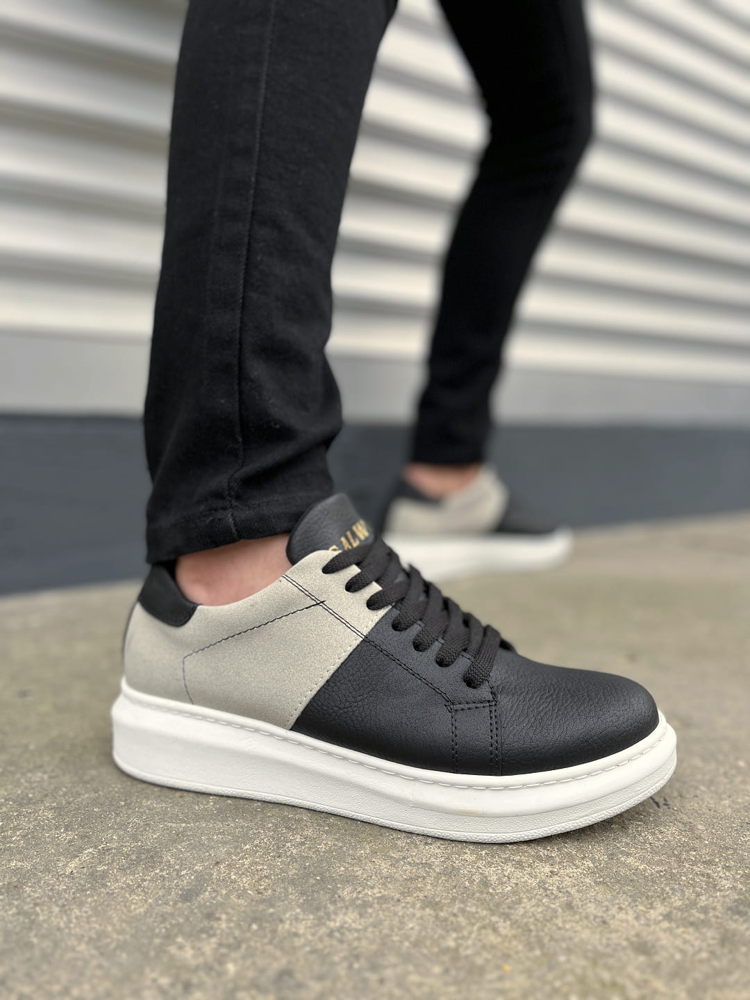 JY151 Boost Lace-Up Men's Casual Sneakers - Suede Black Gray
