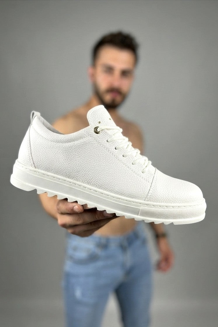 ZRJ152 Yüksek Kalite Bağcıklı Erkek Günlük Spor Casual Ayakkabı - Beyaz
