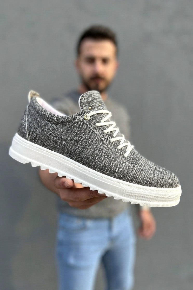 ZRJ152K High-Quality Lace-Up Men's Casual Sports Shoes - Linen Grey